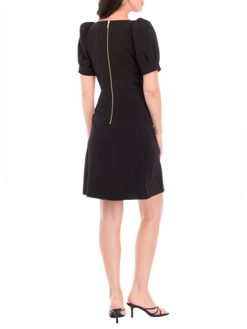 Karl Lagerfeld Black Square-Neck Puff Sleeve Mini Dress - Picture 2 of 6